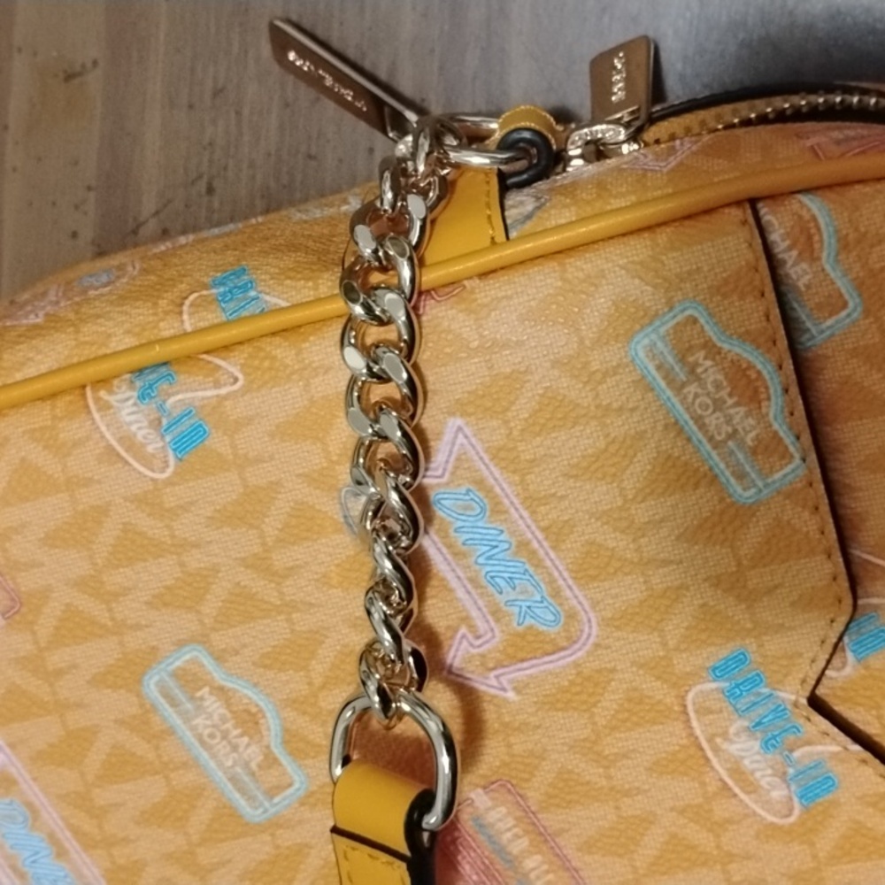 Michael Kors Orange Patterned Jetset Crossbody Bag NWT - Picture 9 of 11